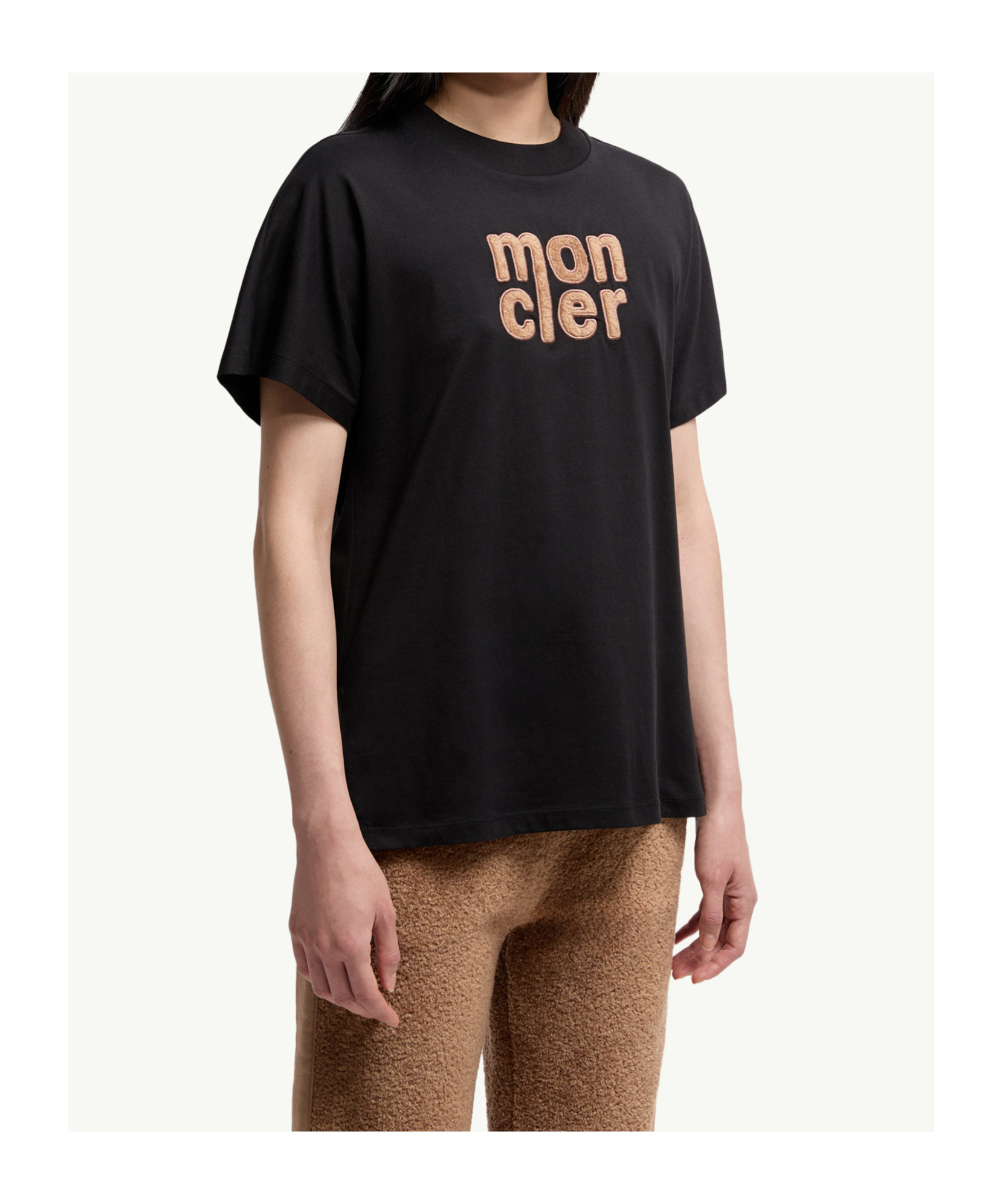Moncler Logo-embroidered T-shirt In Black