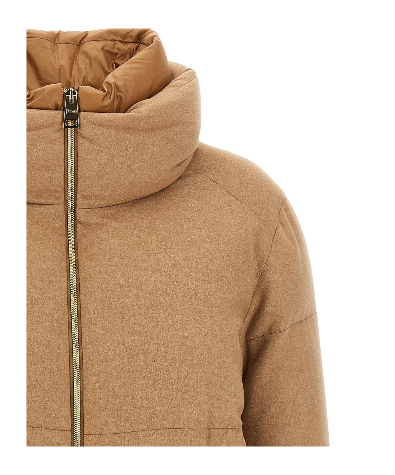 Herno Two-material Puffer Jacket In Green