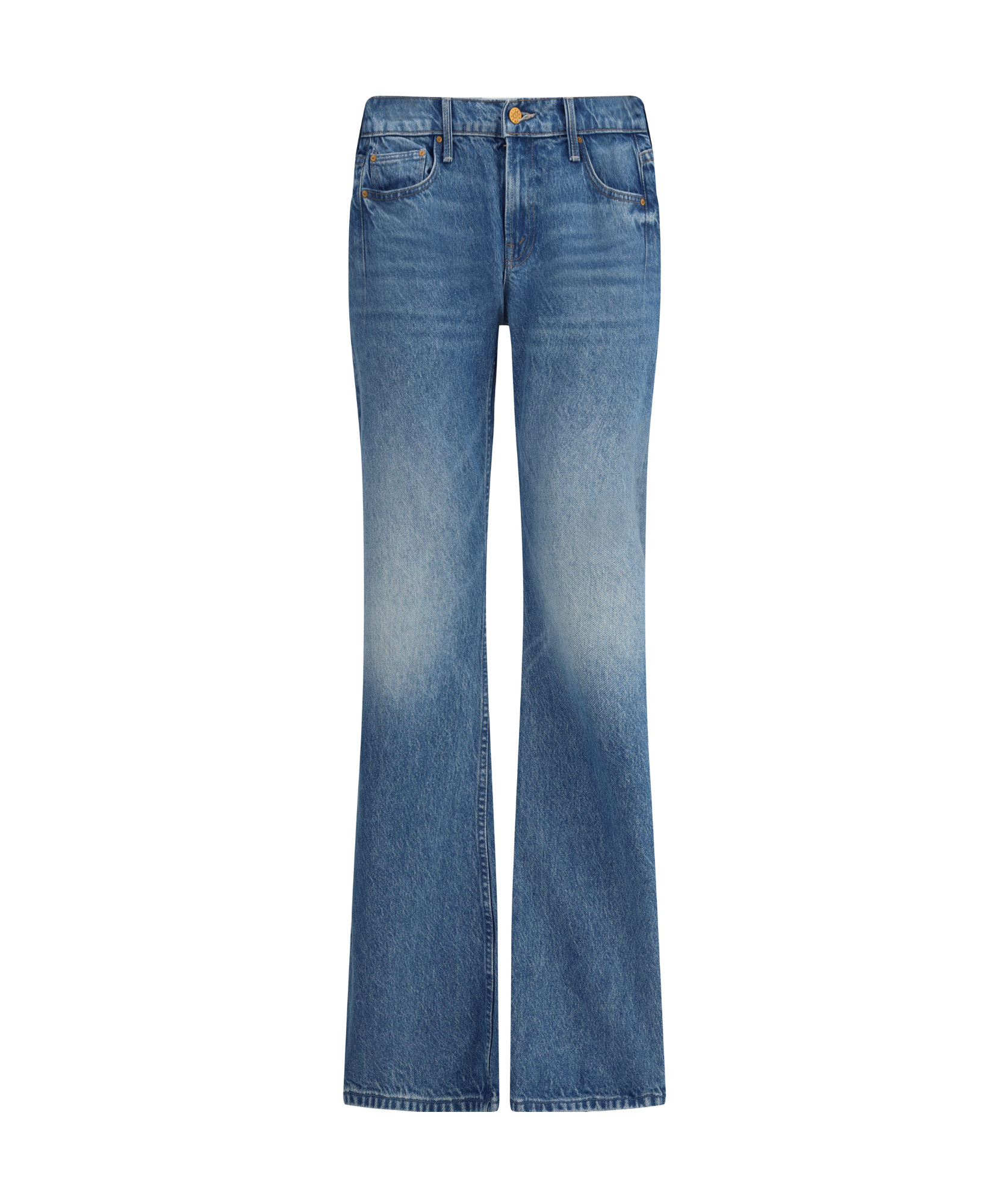 Mother The Mid Rise Maven Sneak Jeans In Washed Blue In Blue