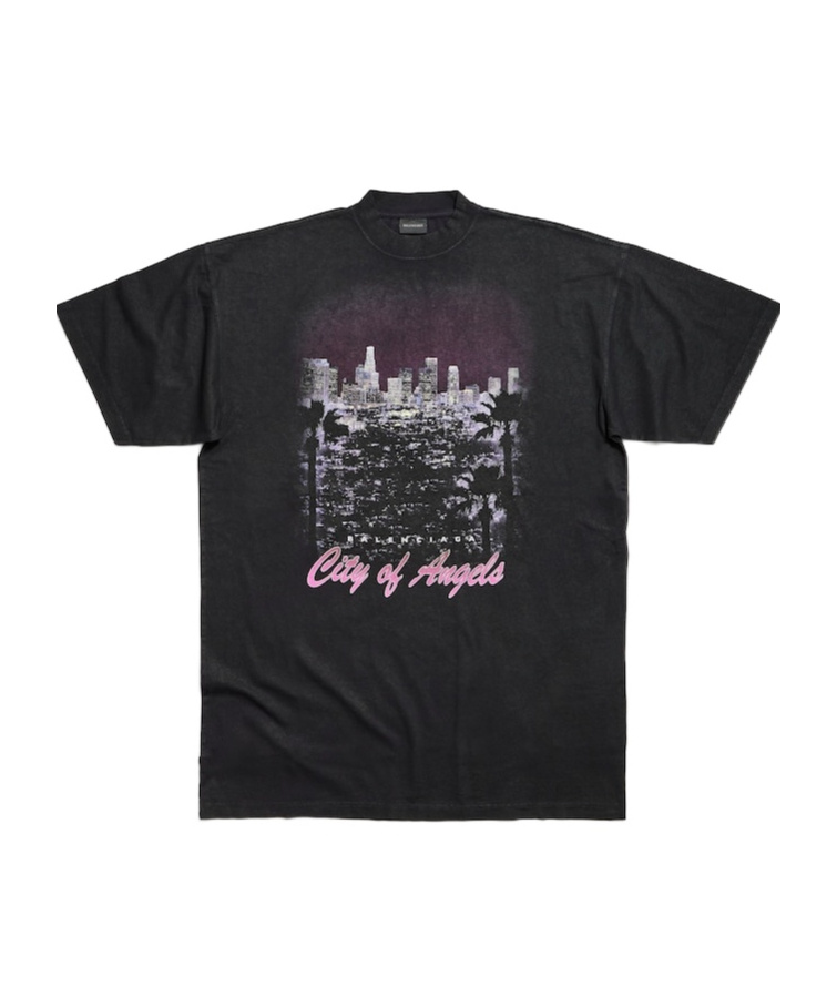 Balenciaga Women's City Of Angels T-shirt Dress In Black Faded