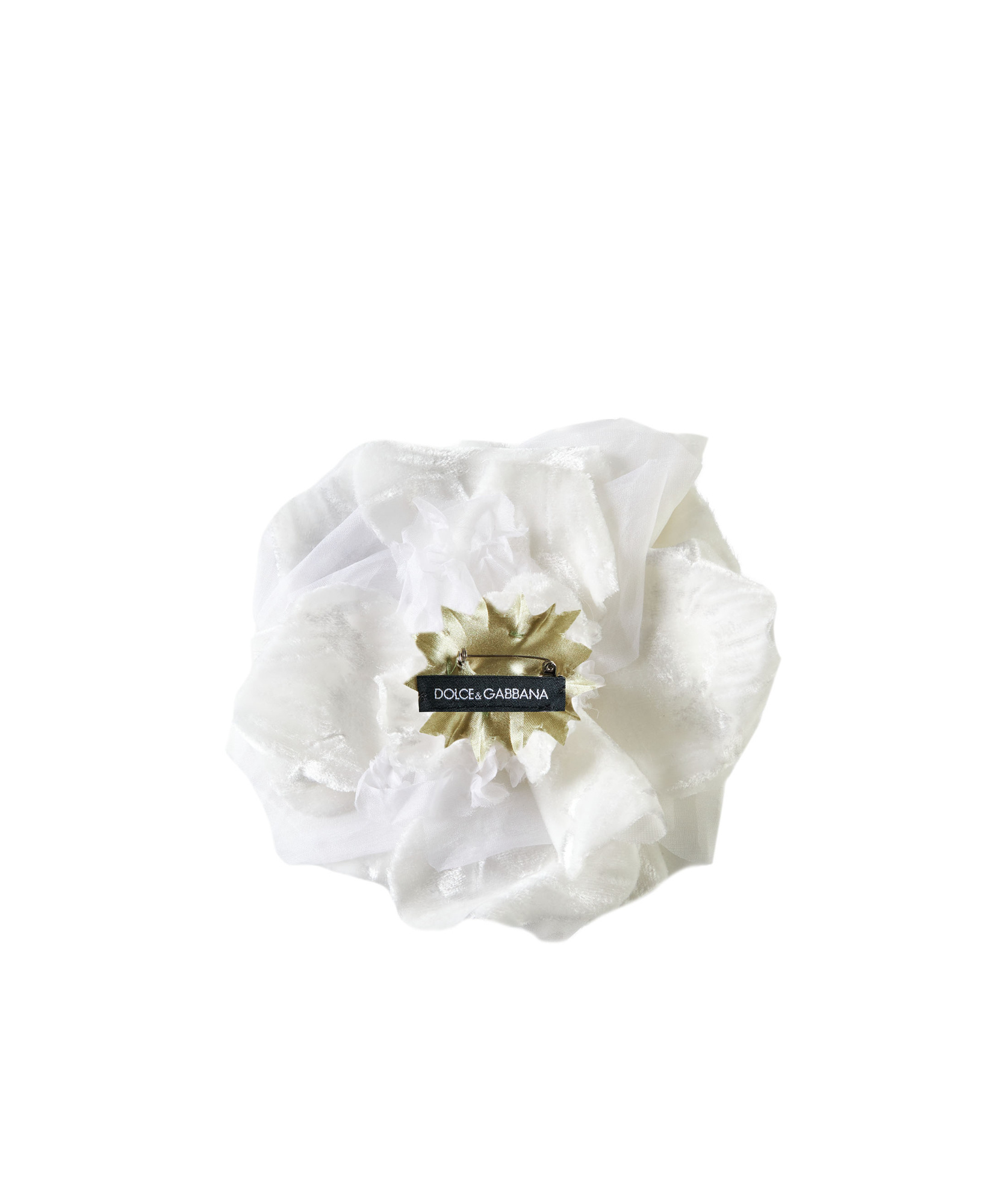 Dolce & Gabbana Silk Flower Brooch In White