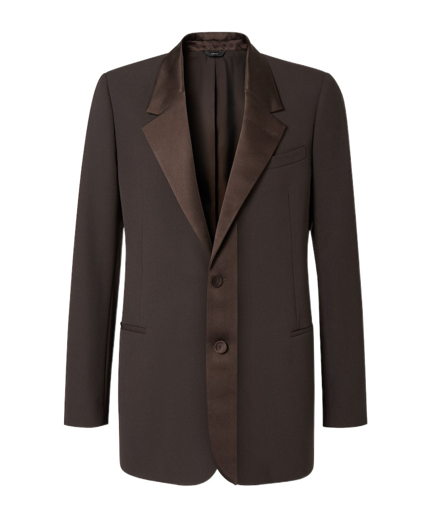 Fendi Tailored Wool Blazer Notch Lapel In Brown