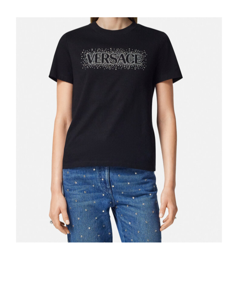 VERSACE VERSACE LOGO-EMBELLISHED CREWNECK T-SHIRT