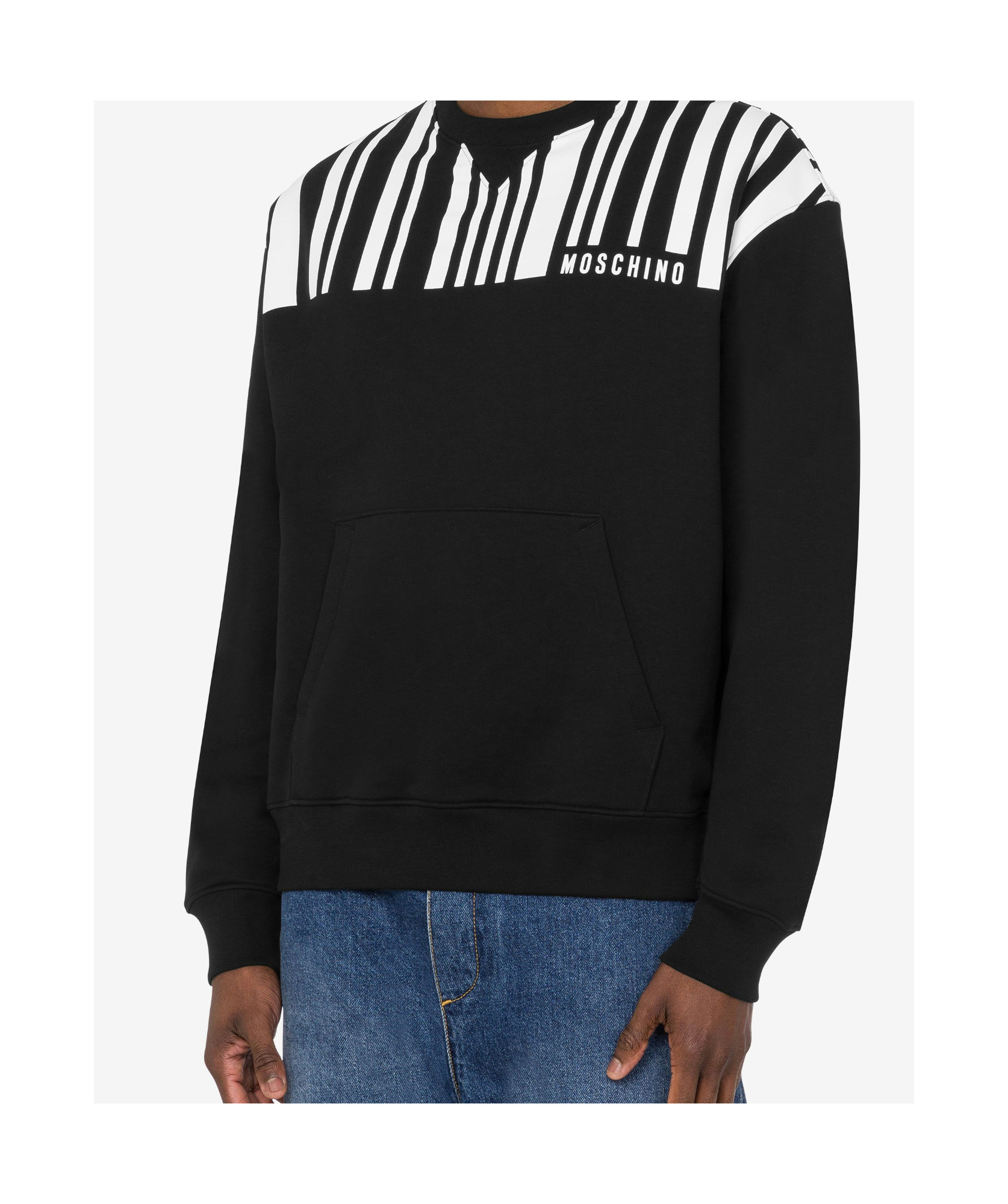 Moschino Barcode-print Cotton Sweatshirt In Black
