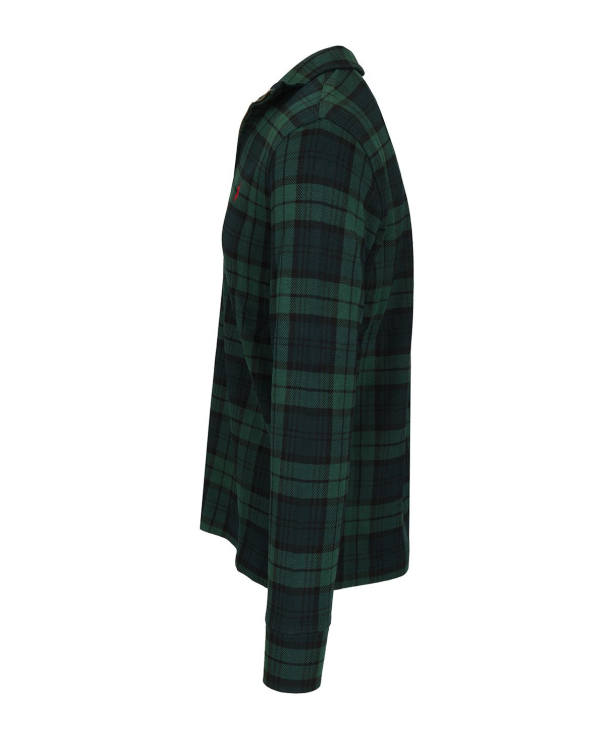 Ralph Lauren Half-zip Plaid-pattern Sweater In Green