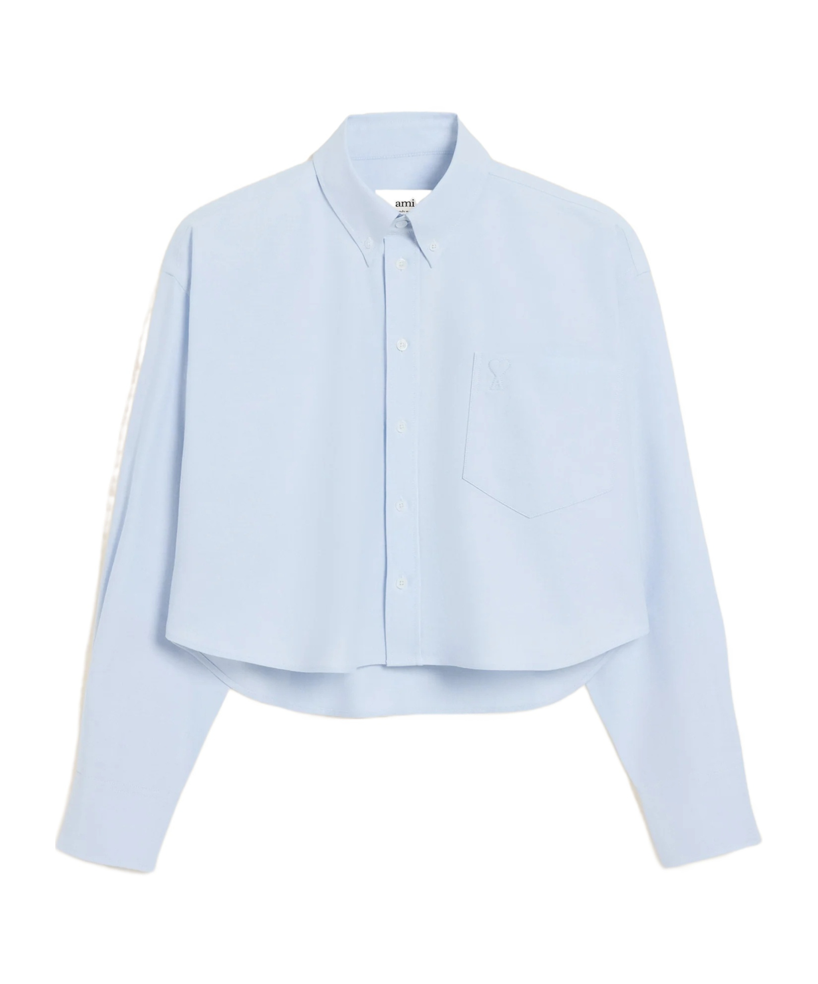 Ami Alexandre Mattiussi Blue Cotton Ami De Coeur Cropped Oversized Shirt Blue In Blue