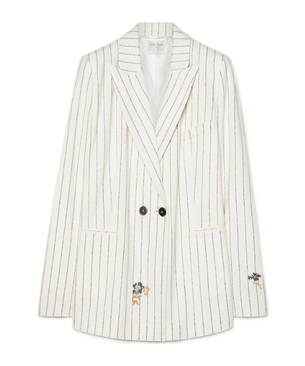 Forte Forte Pinstriped Embroidered Jacket In White