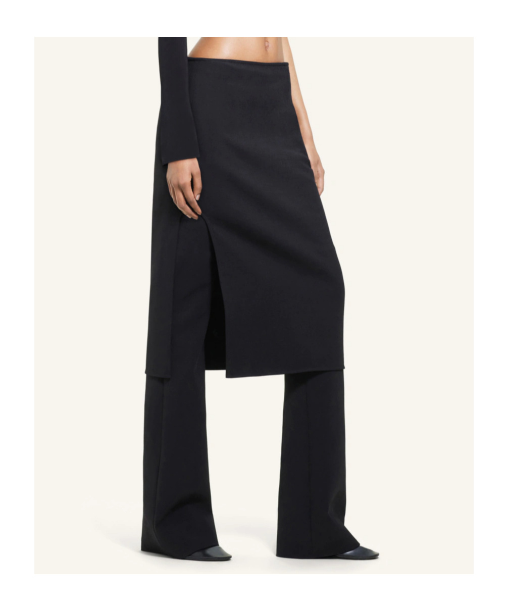 Courrèges Oblique Tailored Midi Skirt In Wool In Black