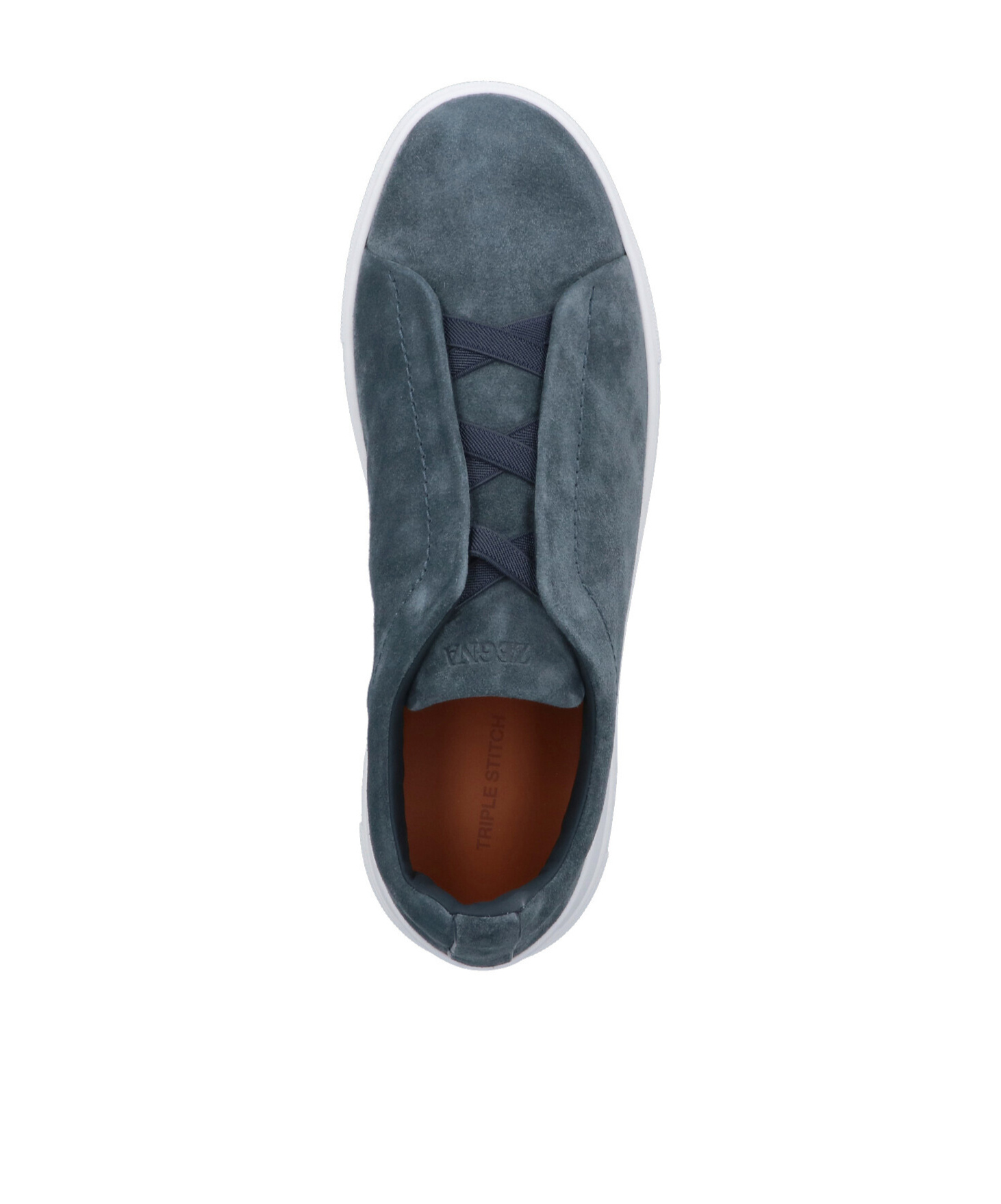 Zegna Men's Triple-stitch Suede Slip-on Low-top Sneakers In Blue