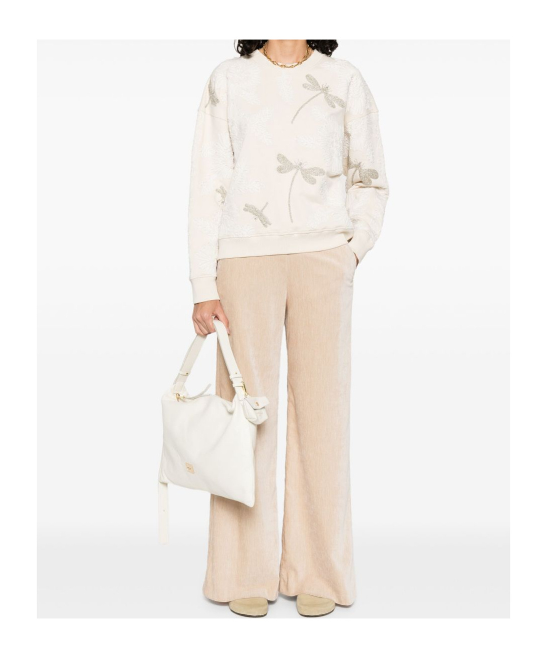 Forte Forte High-waisted Wide Leg Velvet Trousers In Neutral