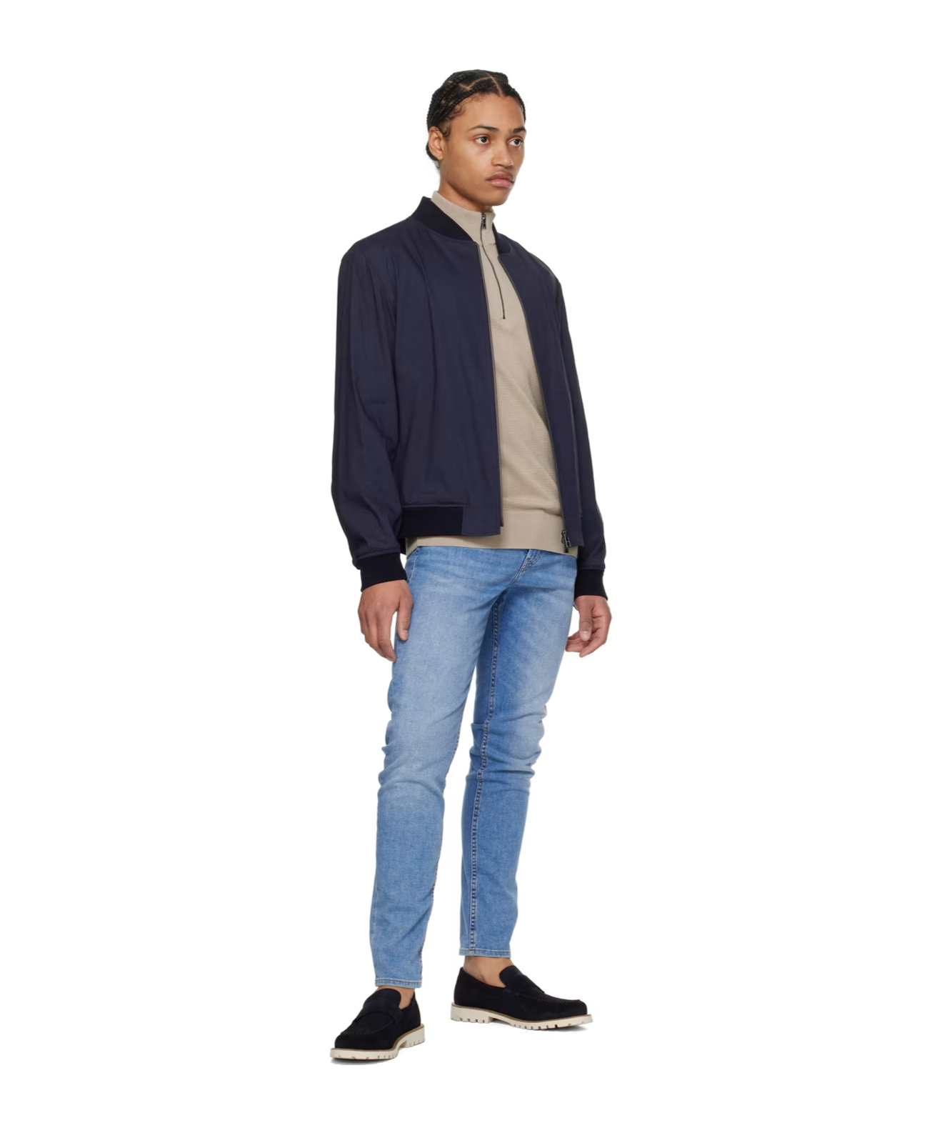 Hugo Boss Jacket With A Stand-neck Zipper In Black