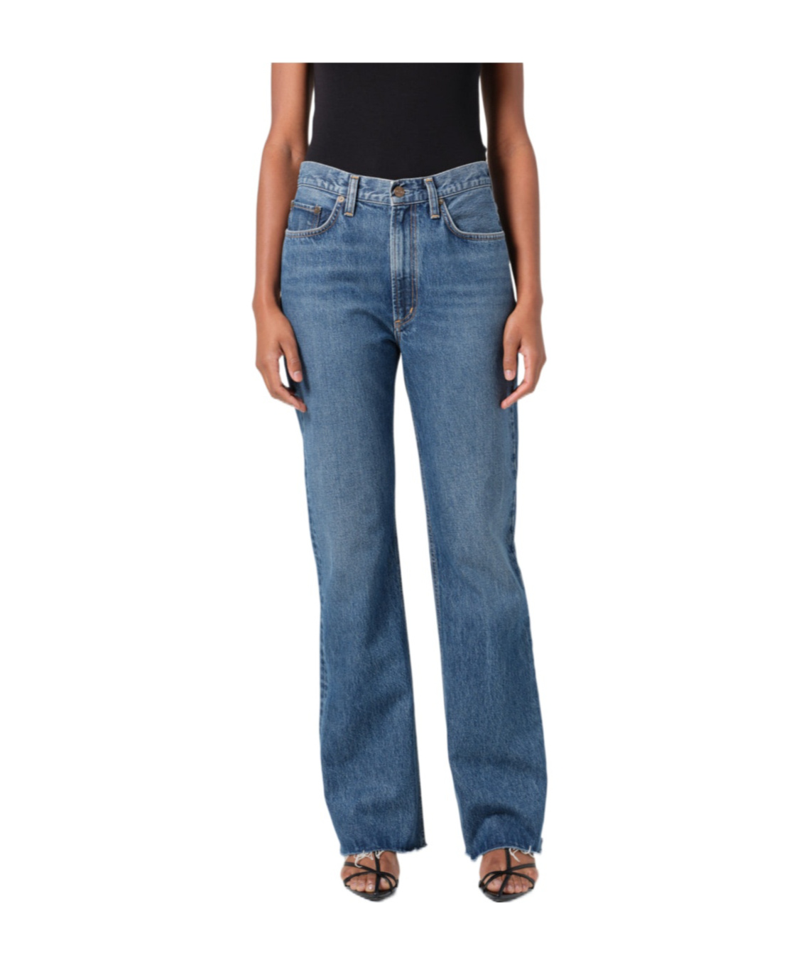 Agolde Blue Jeans With A Faded Effect In Blended Regenerated Denim In Blue