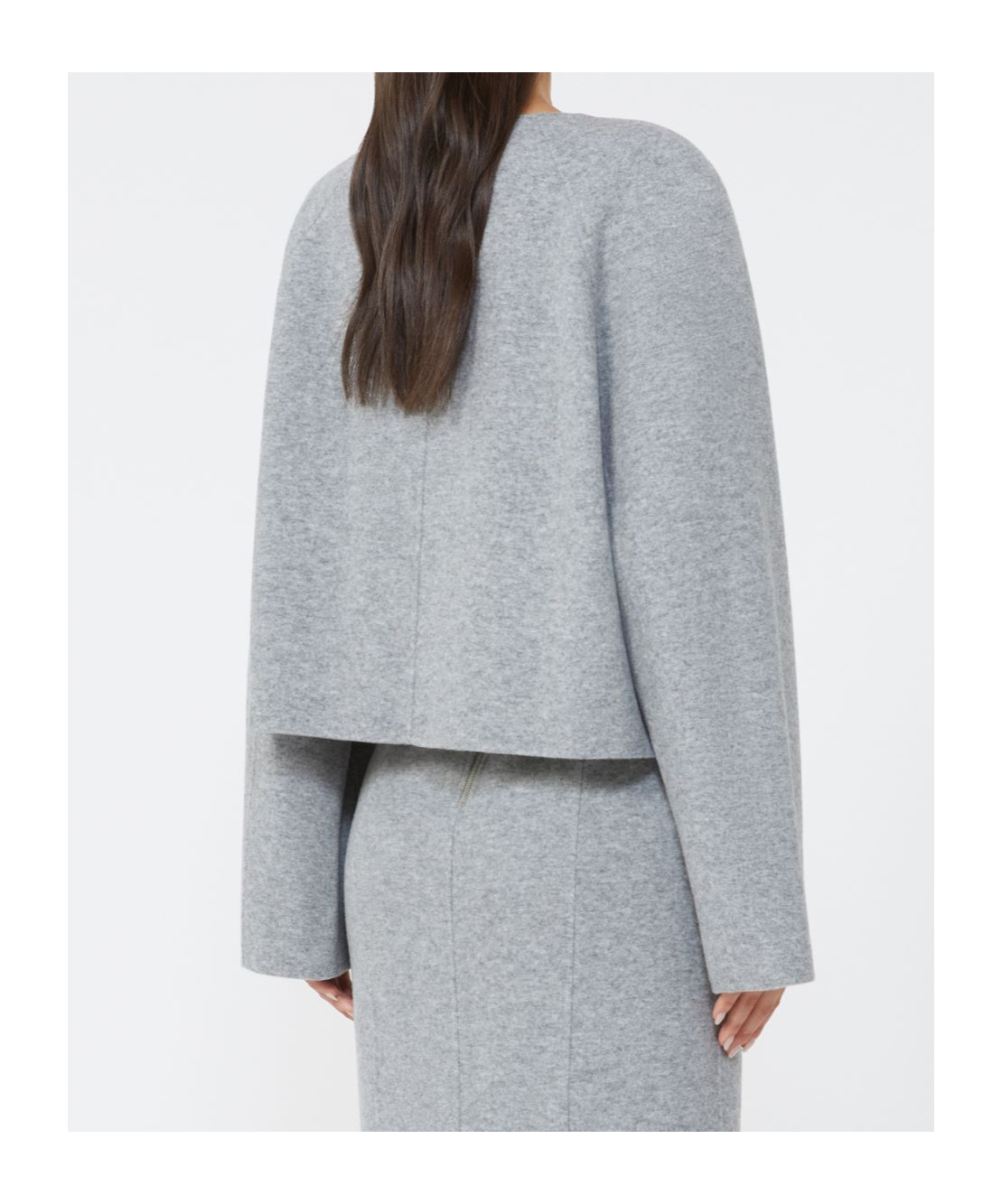 Max Mara Wool And Cashmere Cropped Jacket In Gray