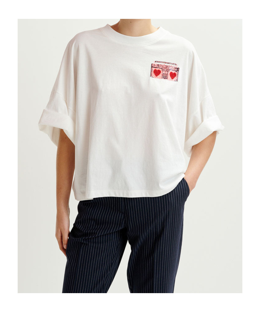 Essentiel Antwerp Hadio Embroidered T-shirt In White