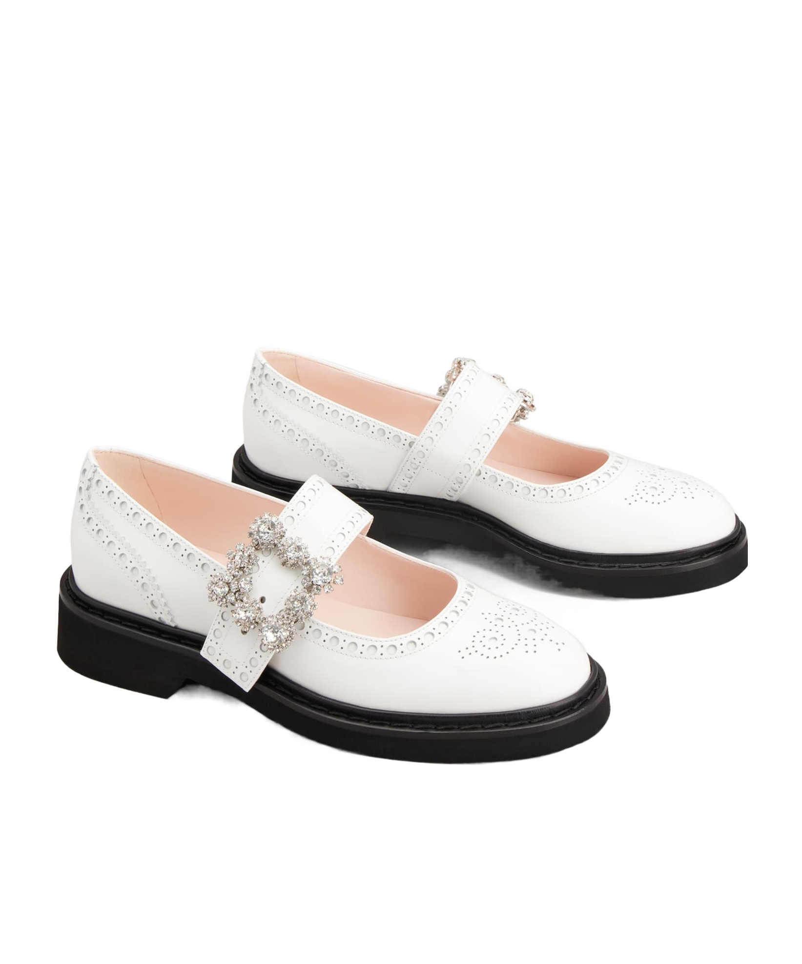 Roger Vivier Viv' Rangers Ballet Flats In White