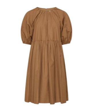 Max Mara Short Cotton Poplin Dress In Brown