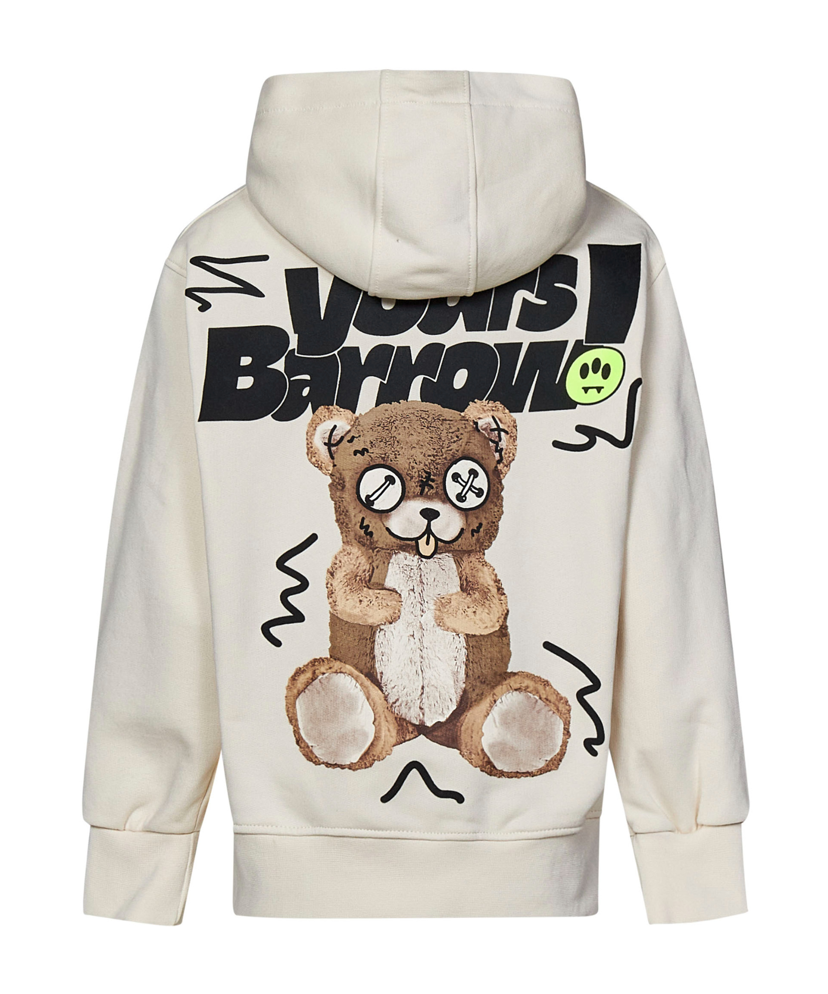 Barrow Bear-print Cotton Hoodie In White