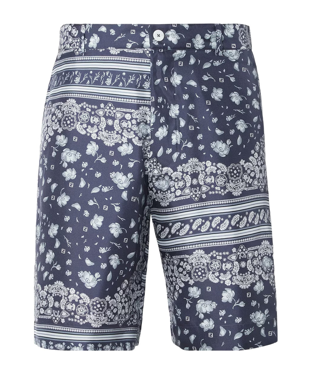 Fendi White And Blue Silk Shorts