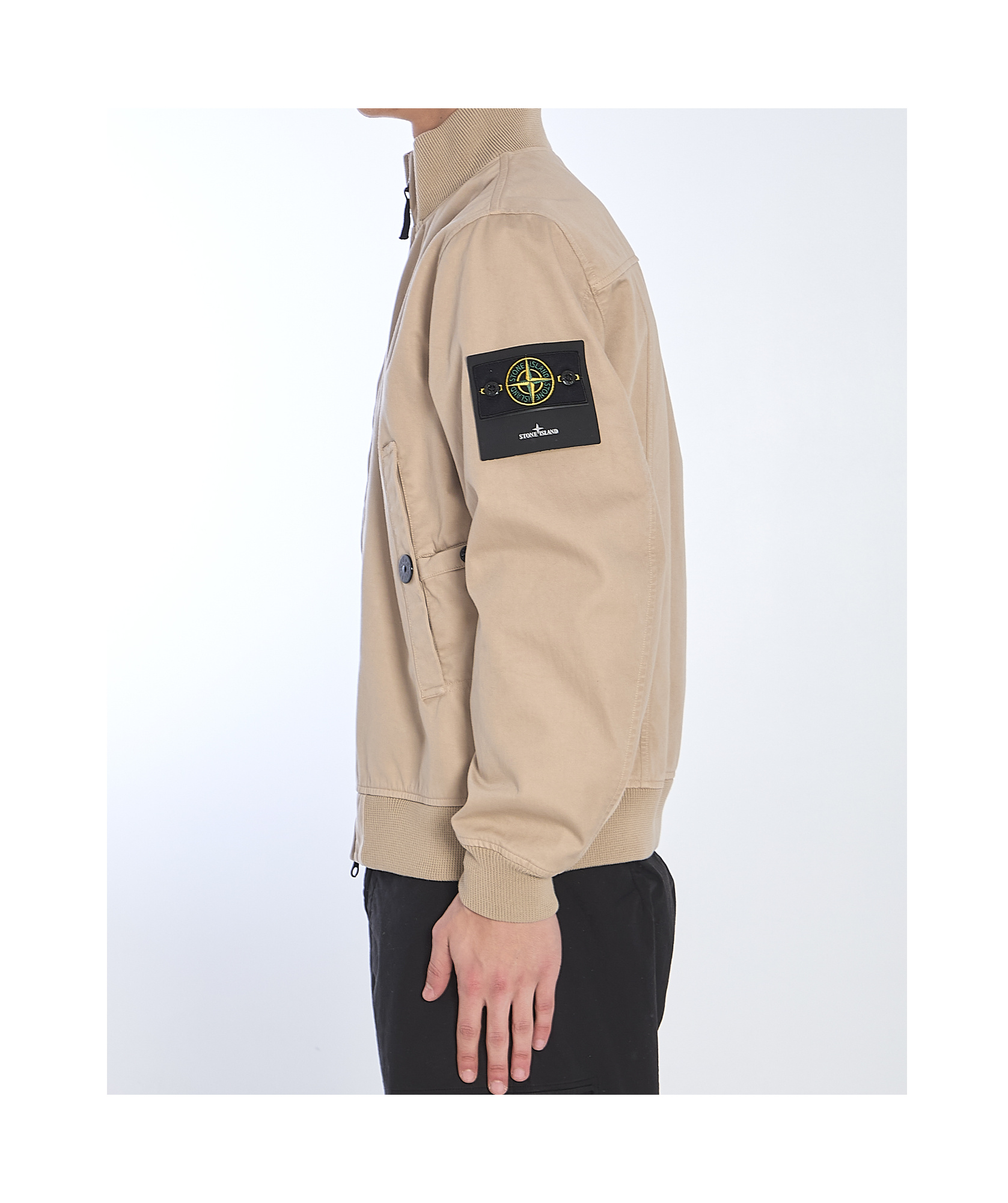 Stone Island Cotton Bomber Jacket In Nude