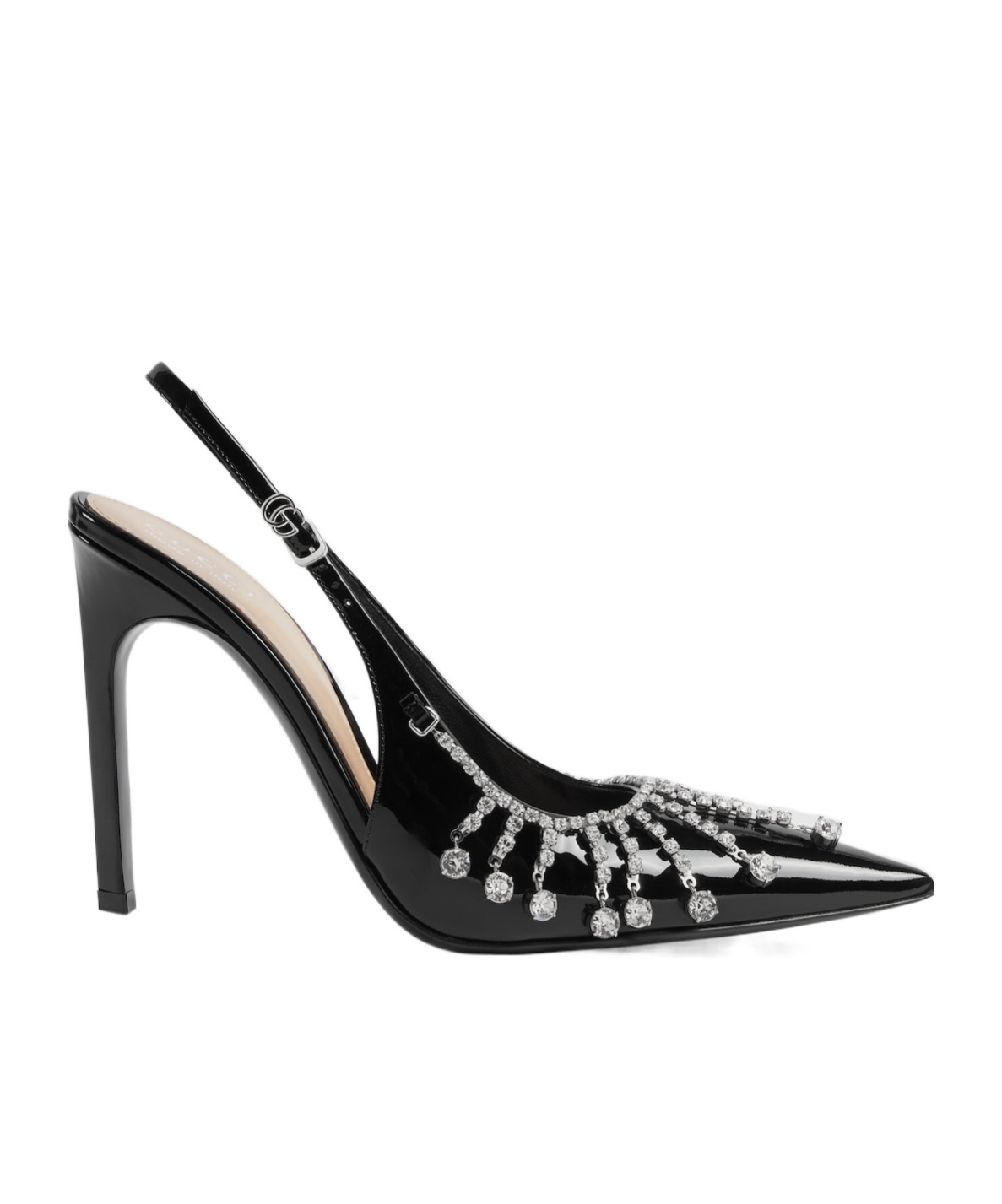 Shop Gucci Women's Pump With Crystal Chain In Black