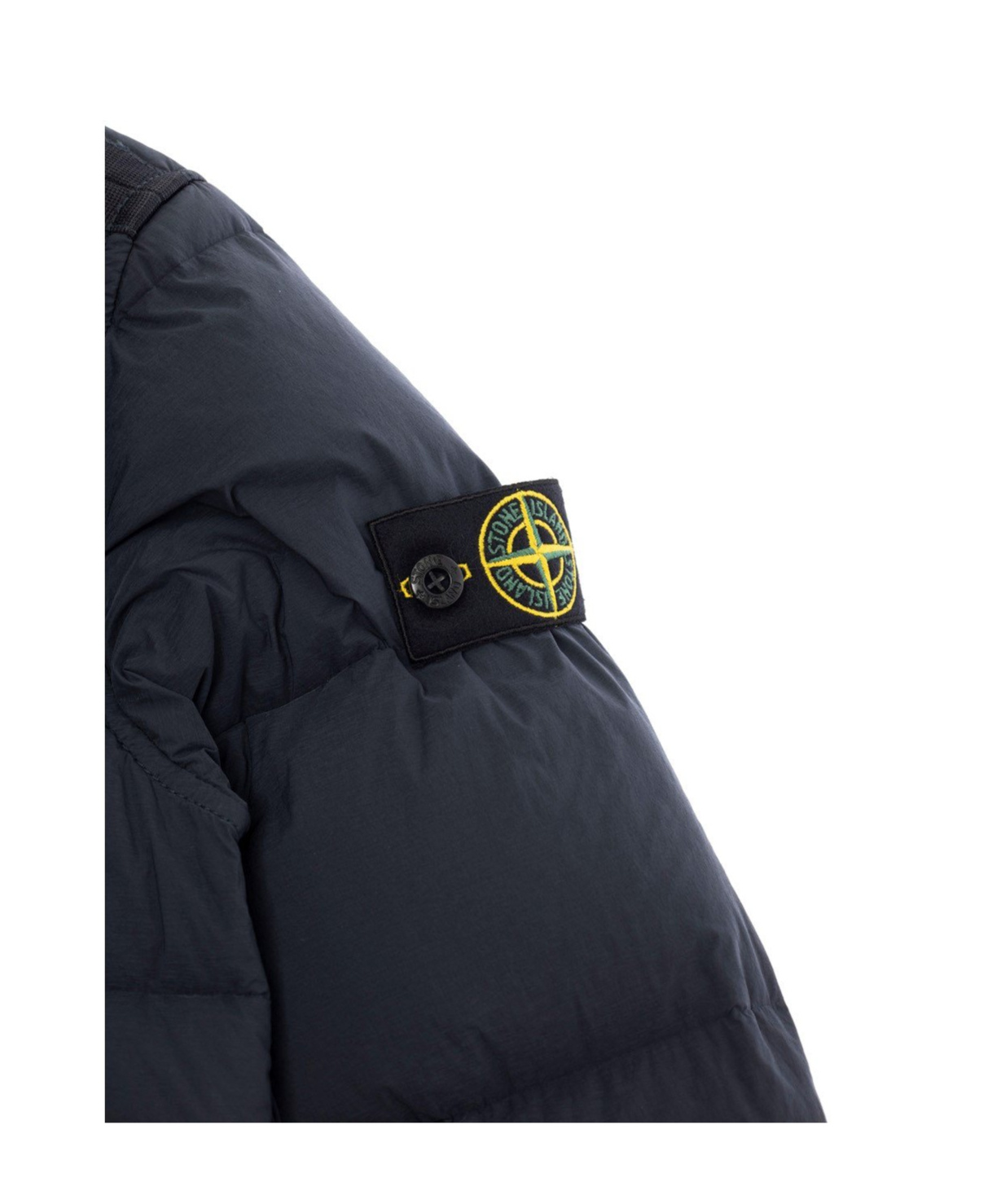 Stone Island Down Hooded Jacket In Blue