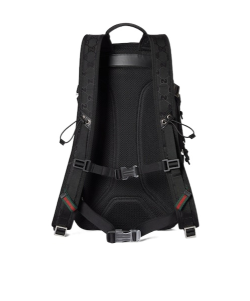 Gucci Small Gg-jacquard Web-detail Backpack In Black