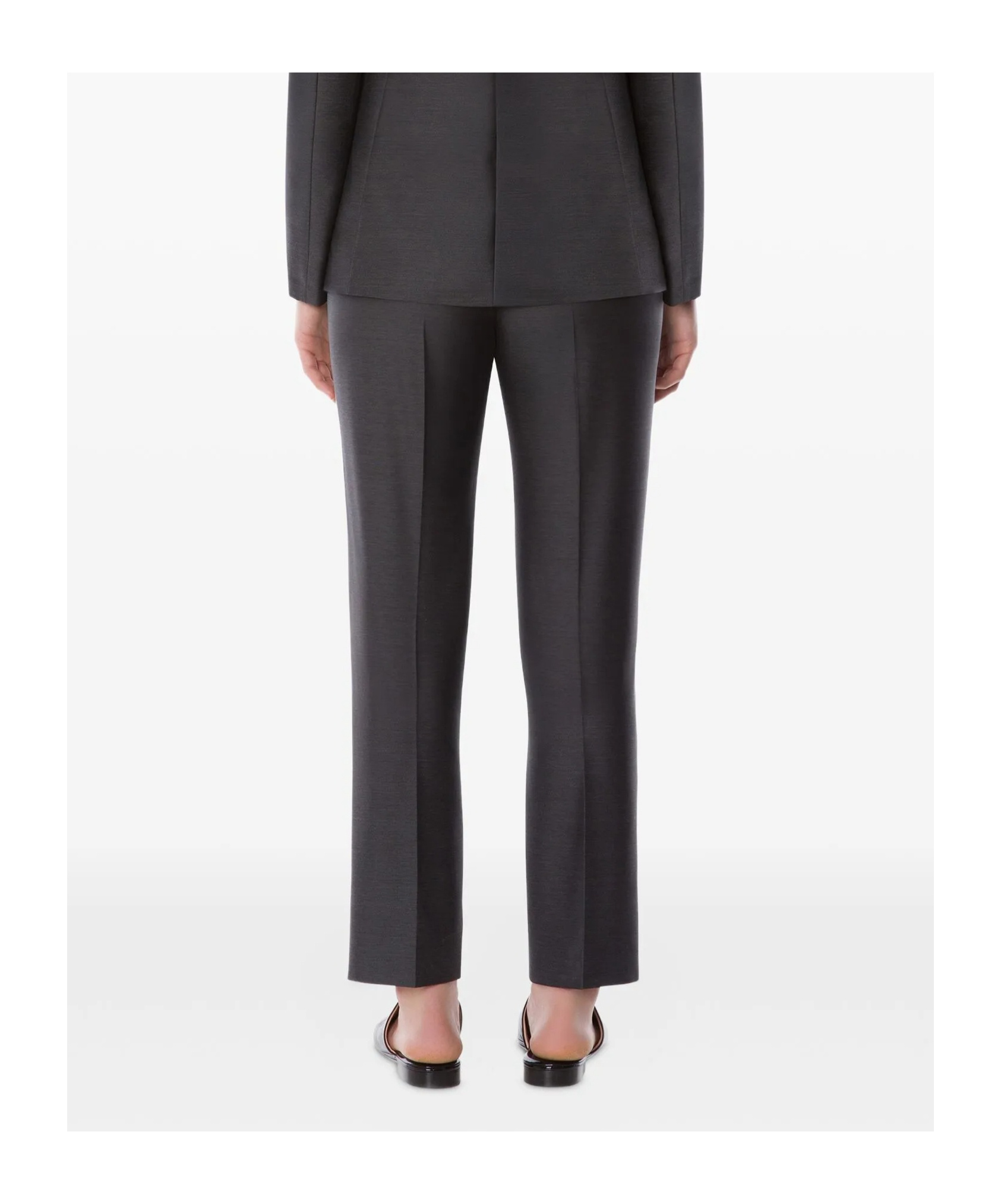 Alberta Ferretti Satin Trousers Embroidered Lapel In Black
