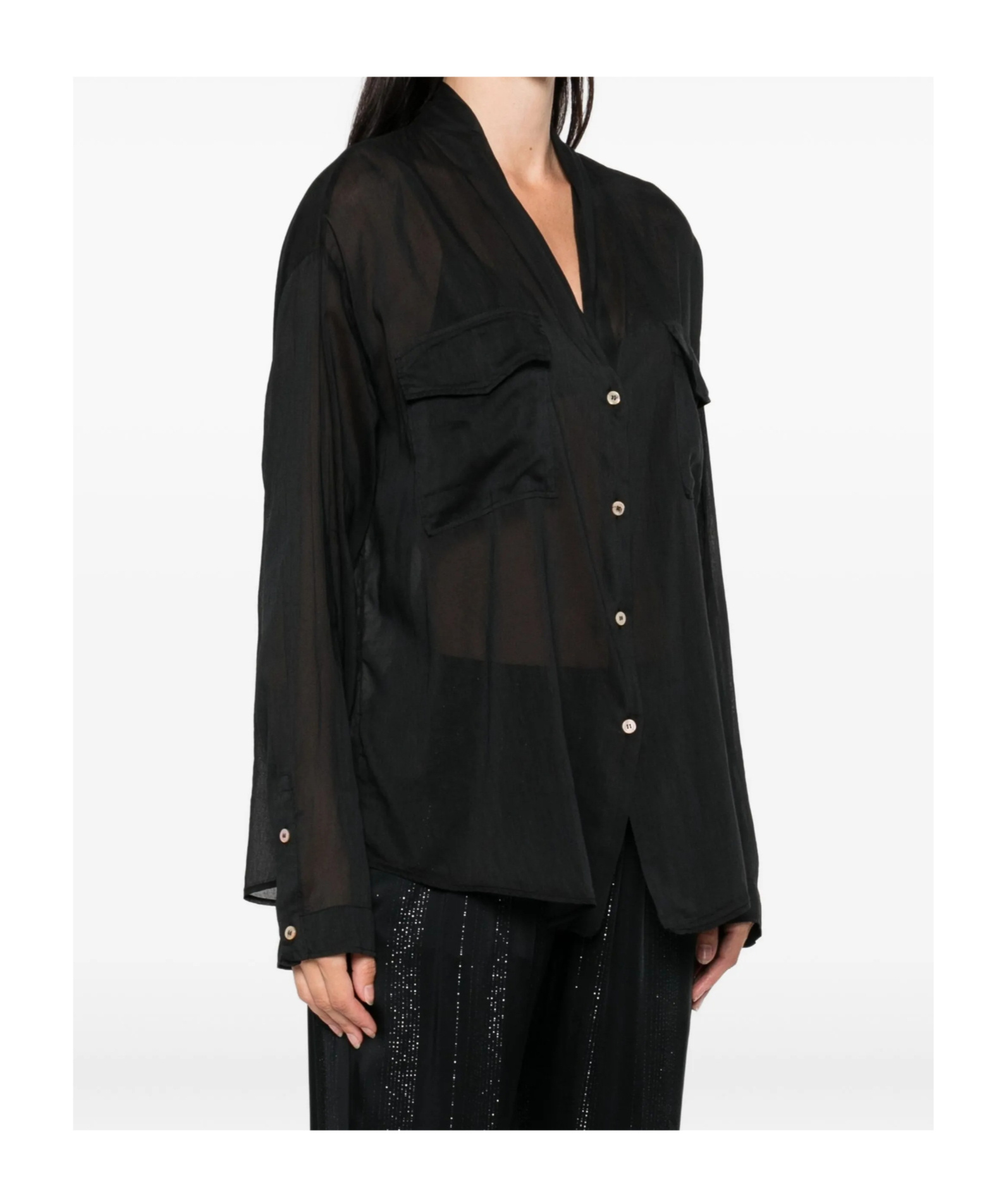 Forte Forte Button-fastening Pocket Shirt In Black
