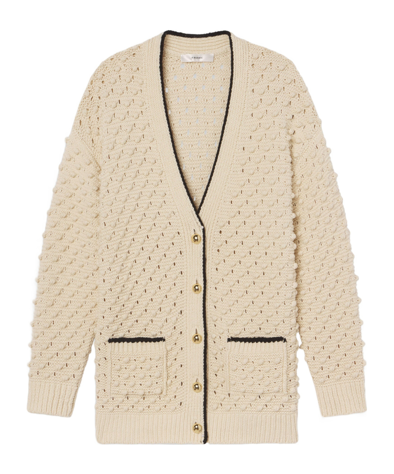 Frame Cotton Cardigan In Neutral