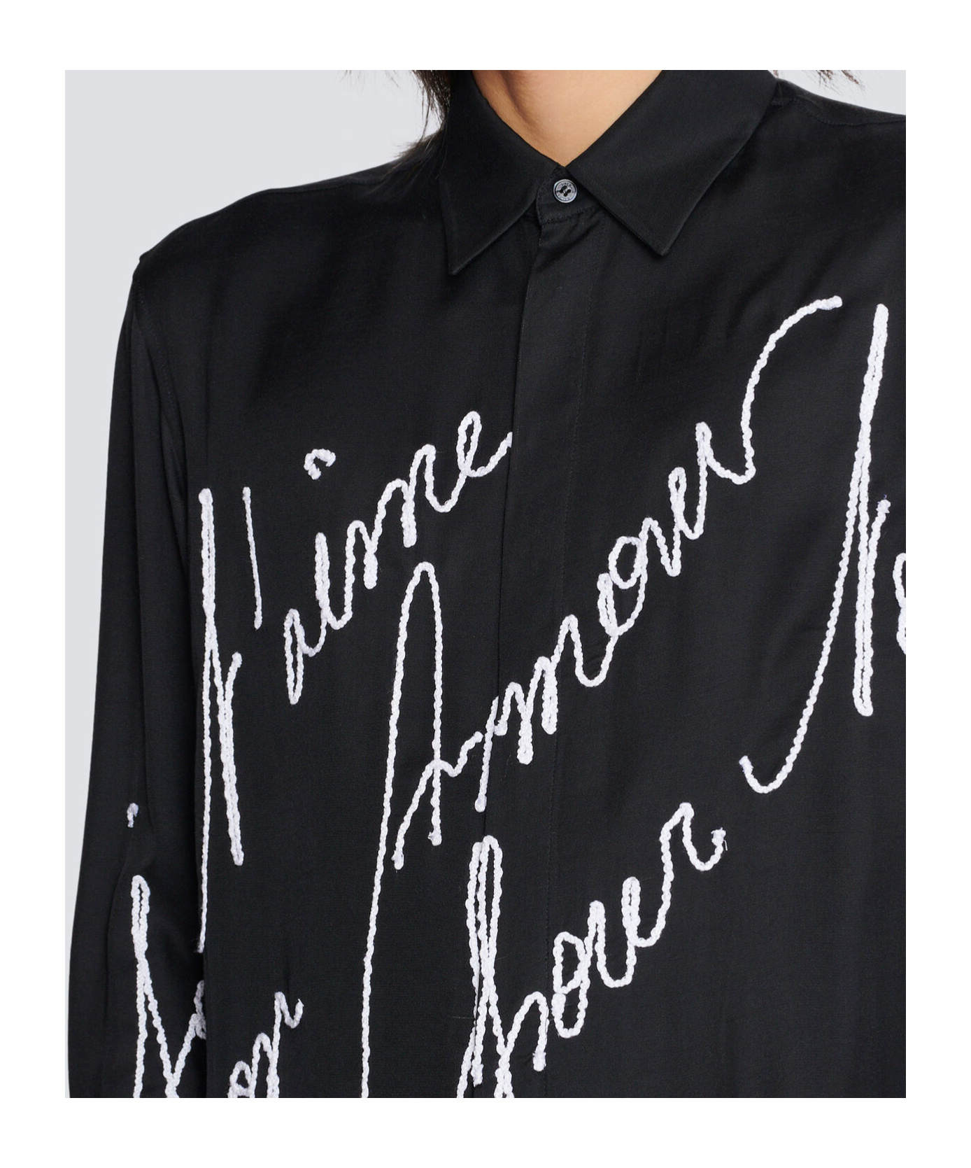 Balmain Love Letter Embroidered Shirt In Black