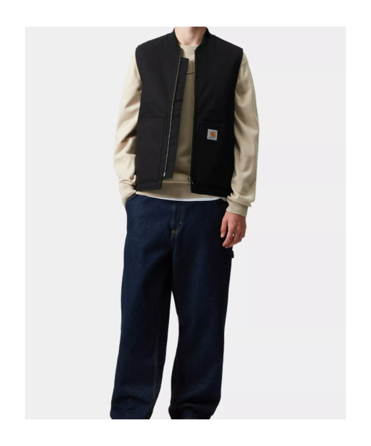 Carhartt Canvas Waistcoat Front Pockets Sleeveless Design In Black