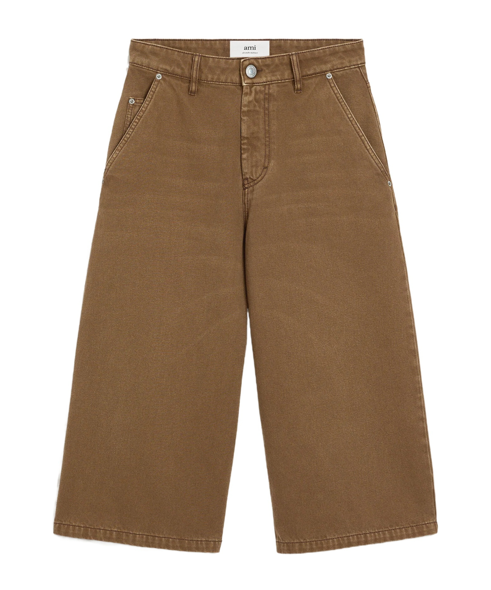 Ami Alexandre Mattiussi Casual Denim Bermuda Shorts Featuring Pockets In Brown