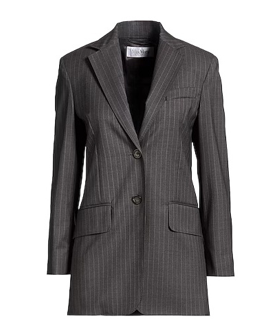 Max Mara Striped Wool Blazer In Charcoal-grey