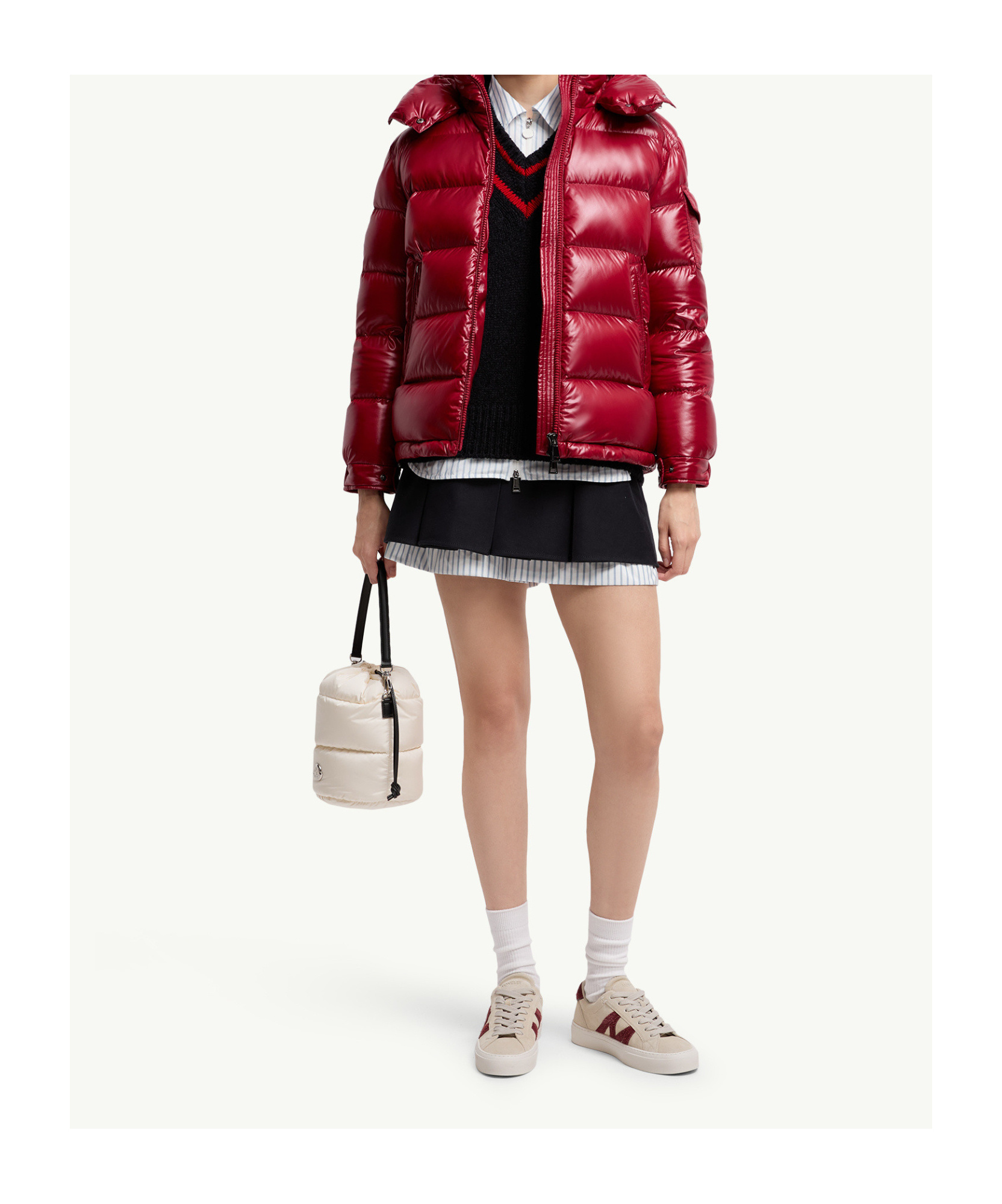 Moncler Long Sleeve Down Jacket In Red