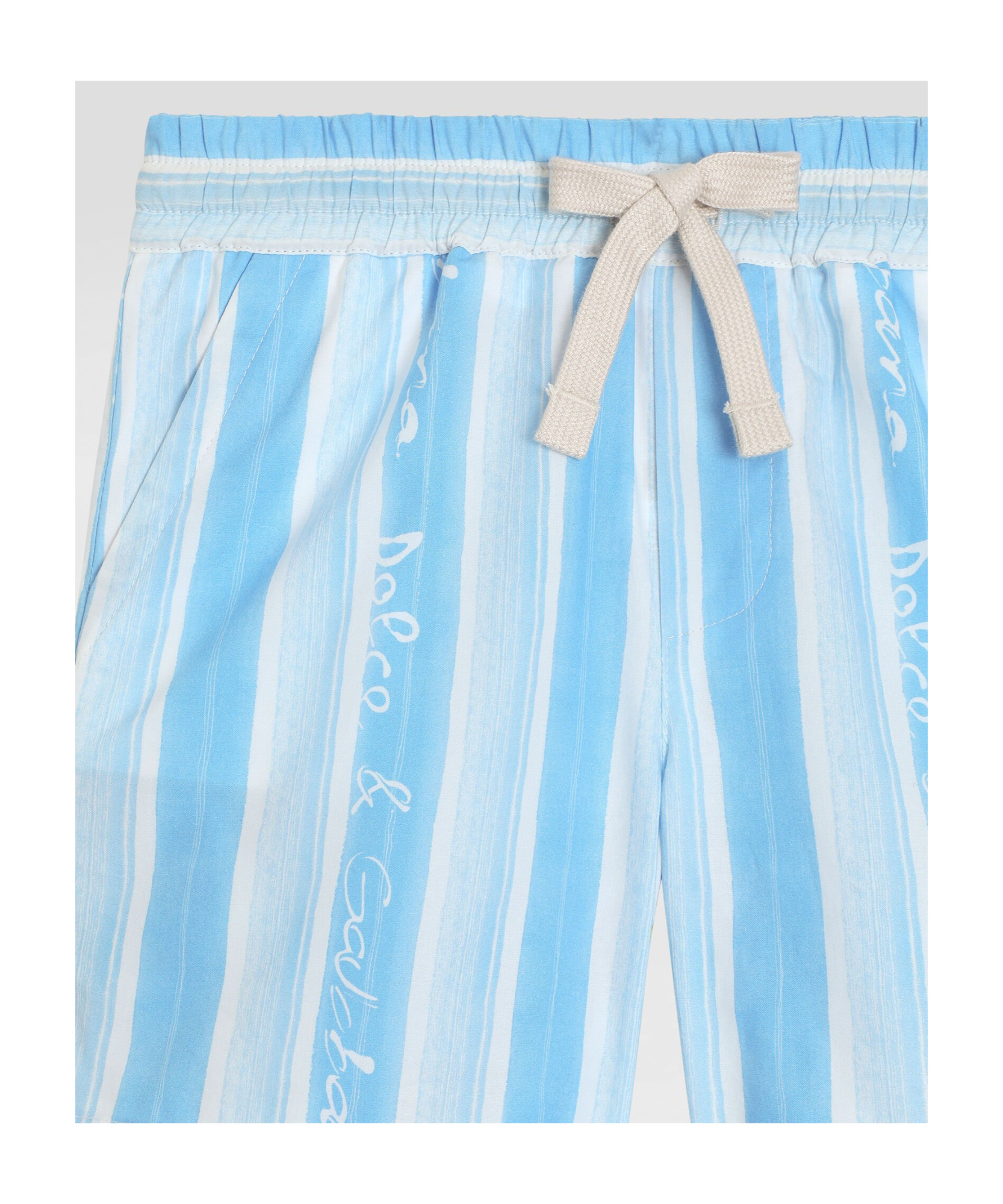 Dolce & Gabbana Striped Printed Poplin Shorts In Blue