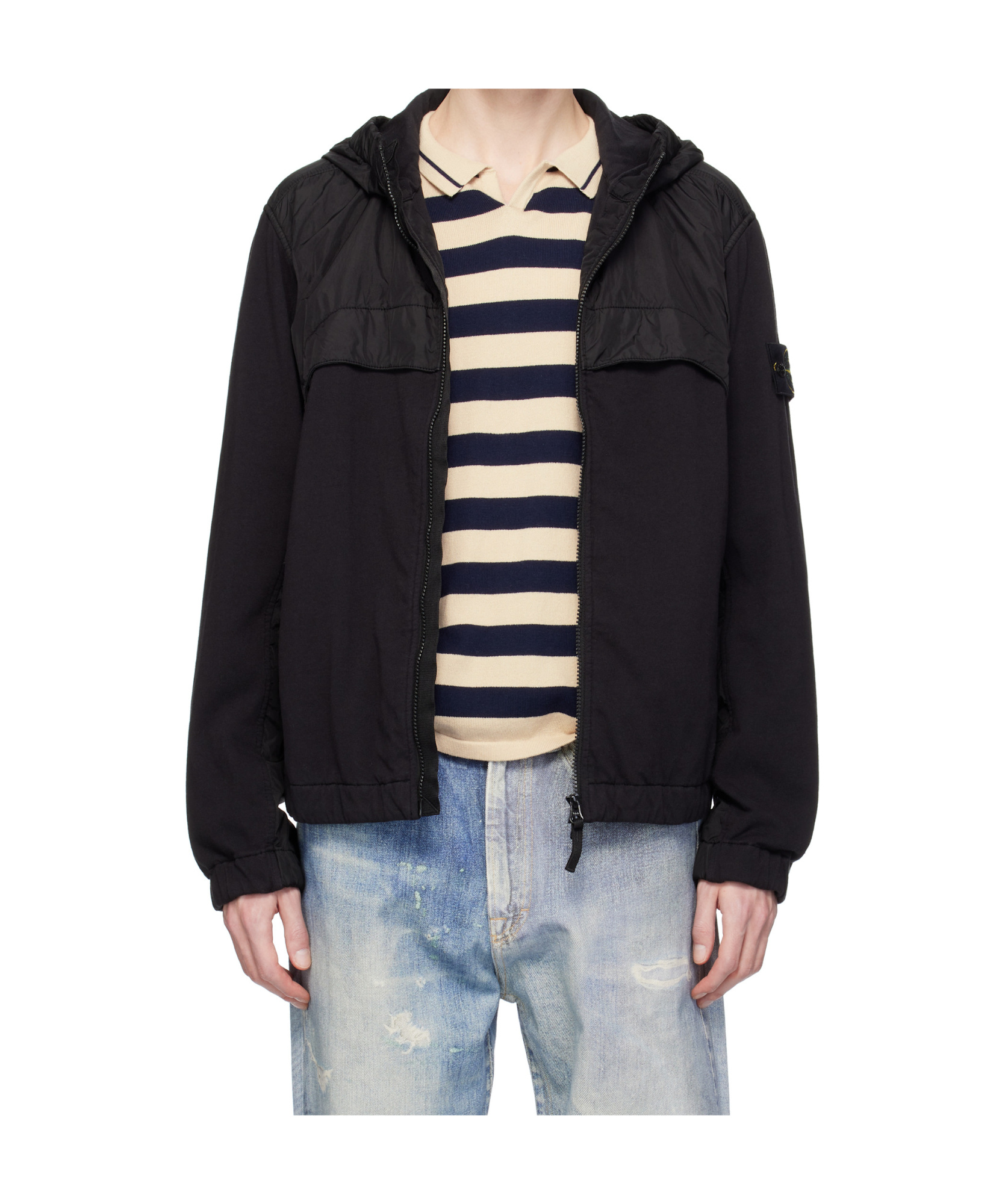 Stone Island Black Crinkle Reps Ny Jacket In Black