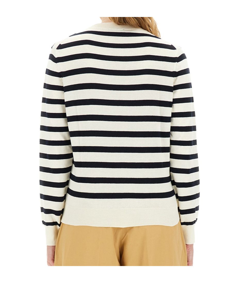 Apc A.p.c. Striped Sweater With Logo In Multi