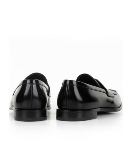 Prada Classic Round Toe Leather Loafers With Low Block Heel In Black
