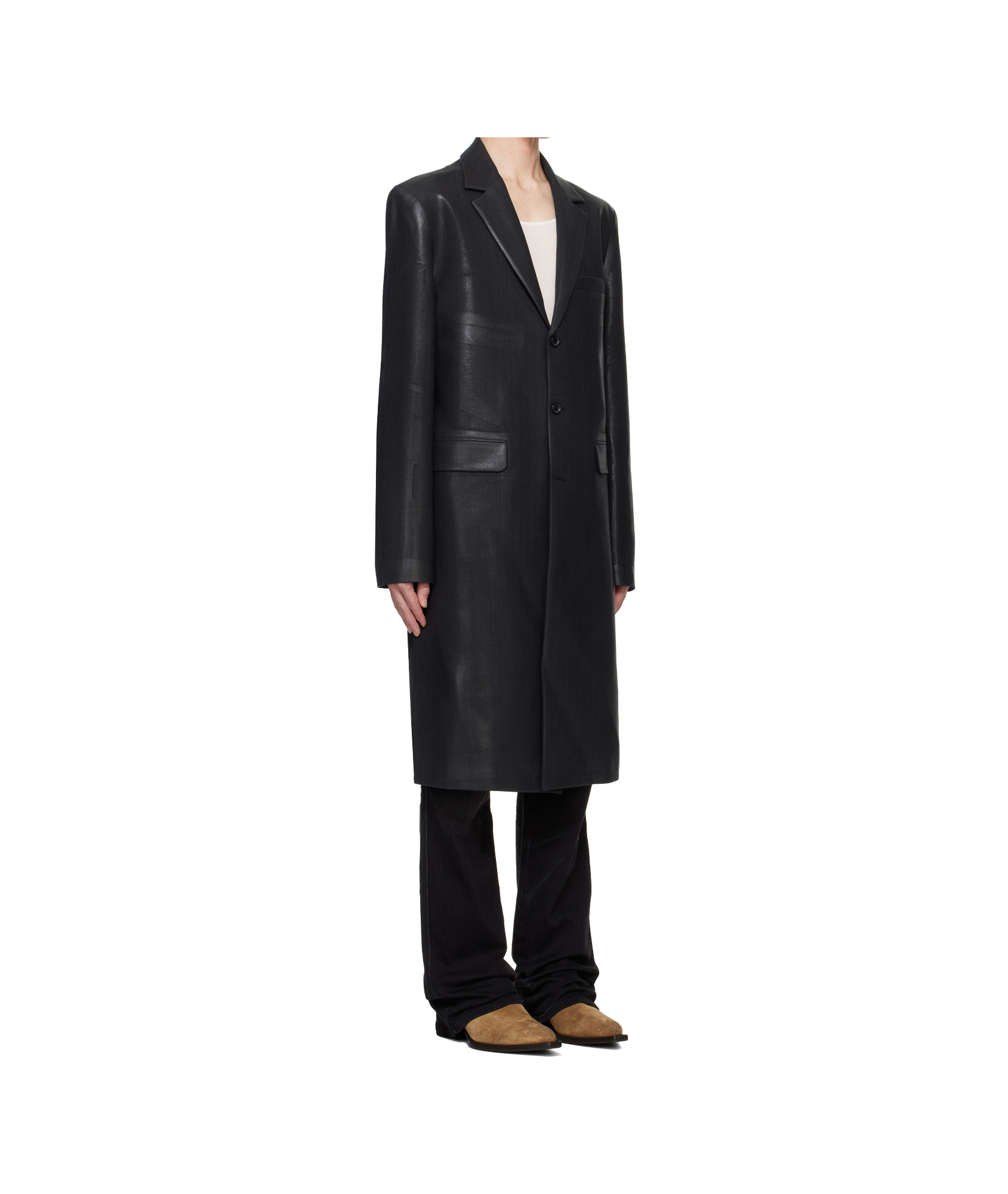 Diesel J-denner Long-sleeved Coat In Black