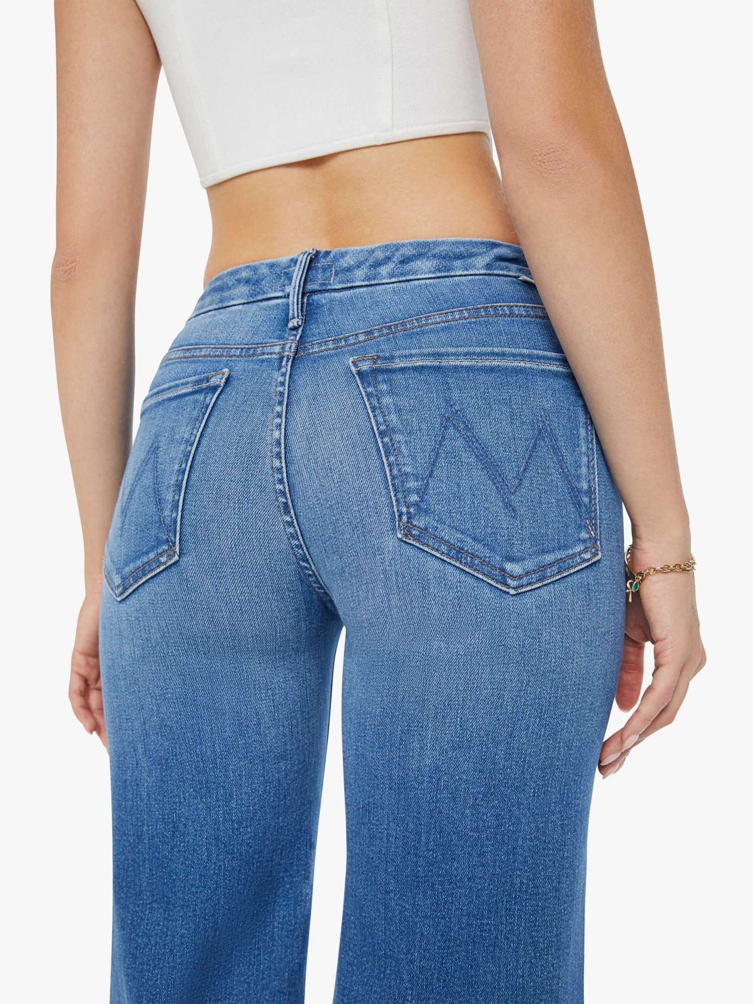 Mother High-waisted Wide Leg Jeans In Work Hard Play Hard In Blue