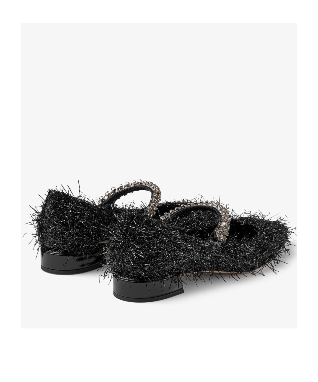 Jimmy Choo Bing Feather-embellished Ballet Flats In Black
