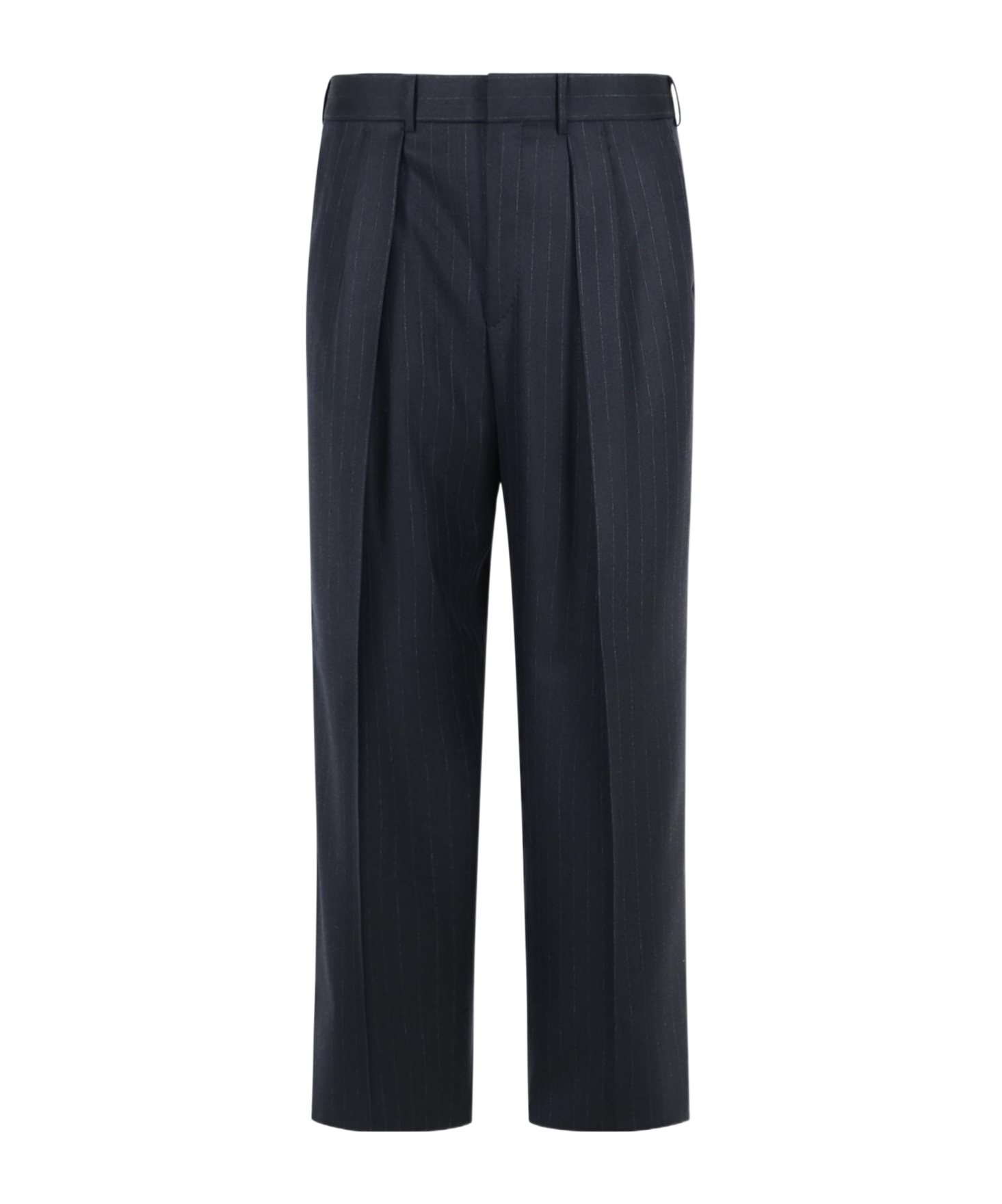 Tom Ford Wool Trousers With Pleated Front And Pinstripe Pattern In Blue