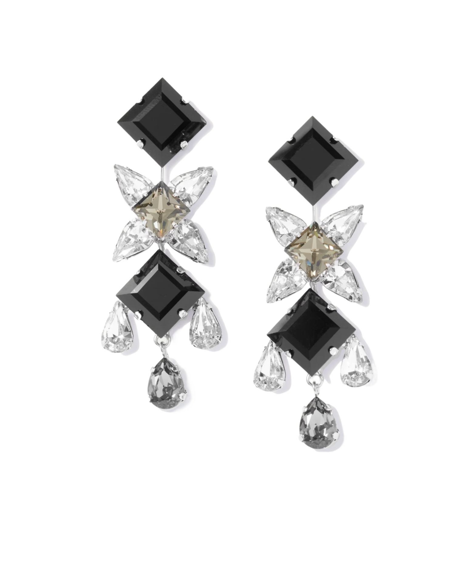 Jennifer Behr Raina Rhodium-plated Onyx And Crystal Earrings In Black