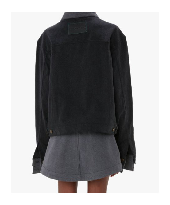 Jw Anderson Logo-appliqué Layered Denim Jacket In Black