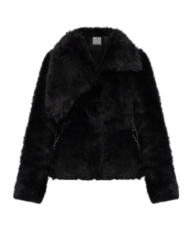 Courrèges Shearling Belted Coat In Black