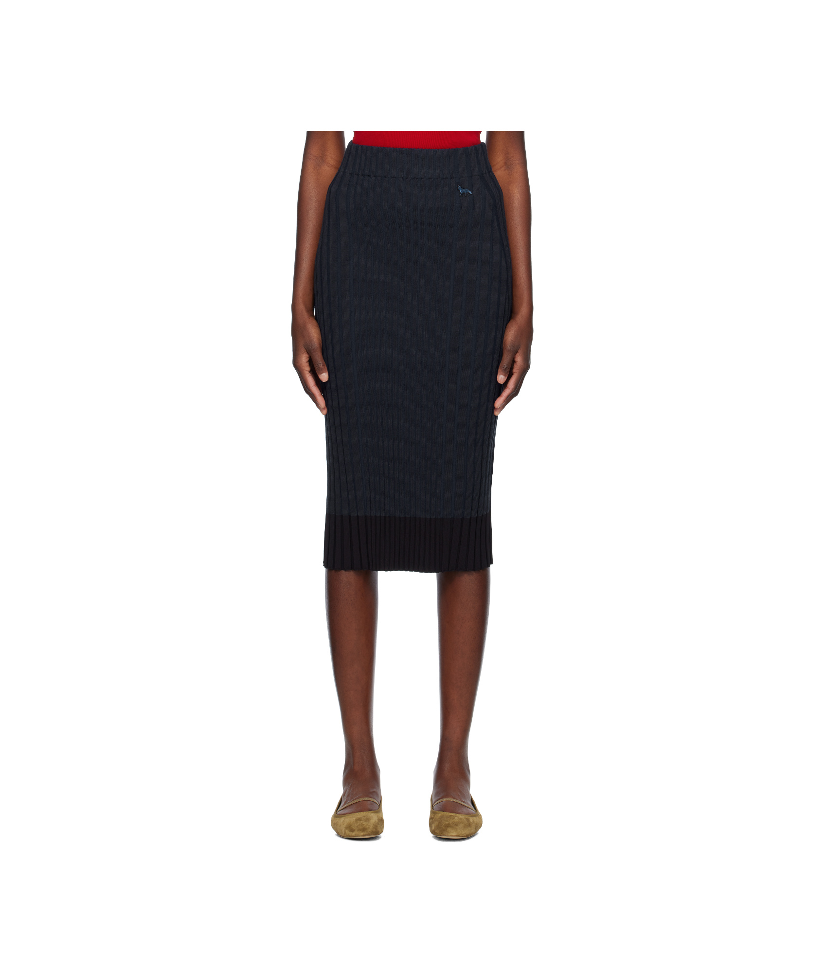 MAISON KITSUNÉ BABY FOX-PATCH RIBBED SKIRT