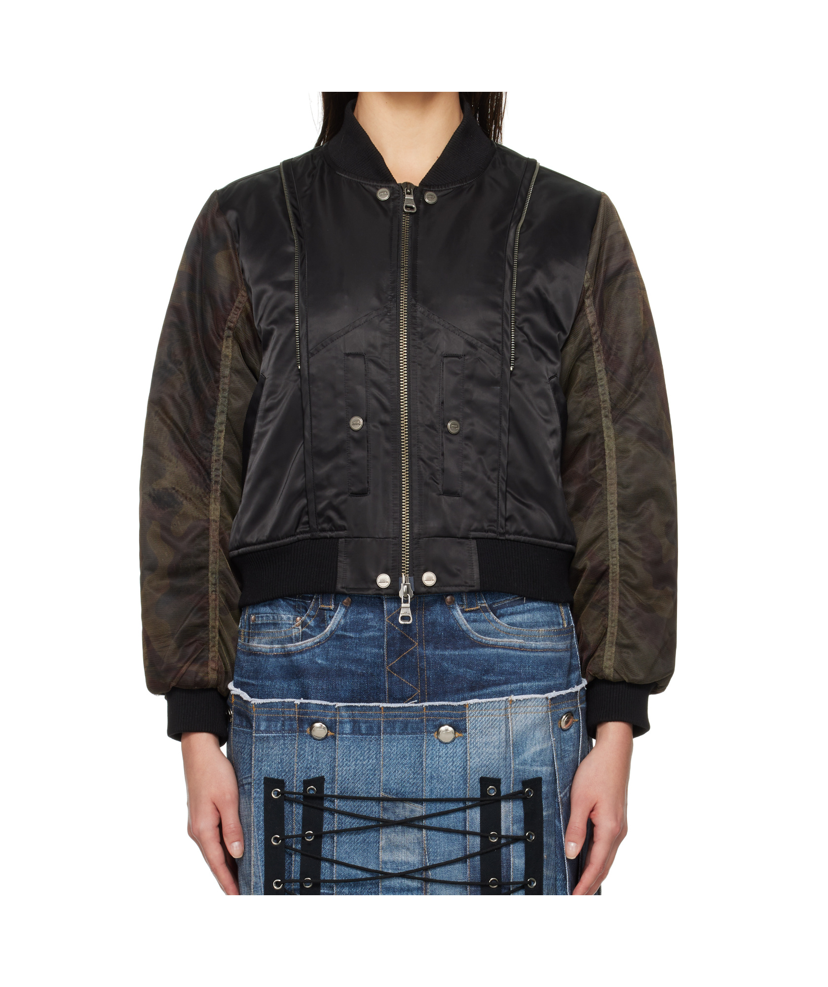 Shop Andersson Bell Mesh-sleeve Bomber Jacket In Black