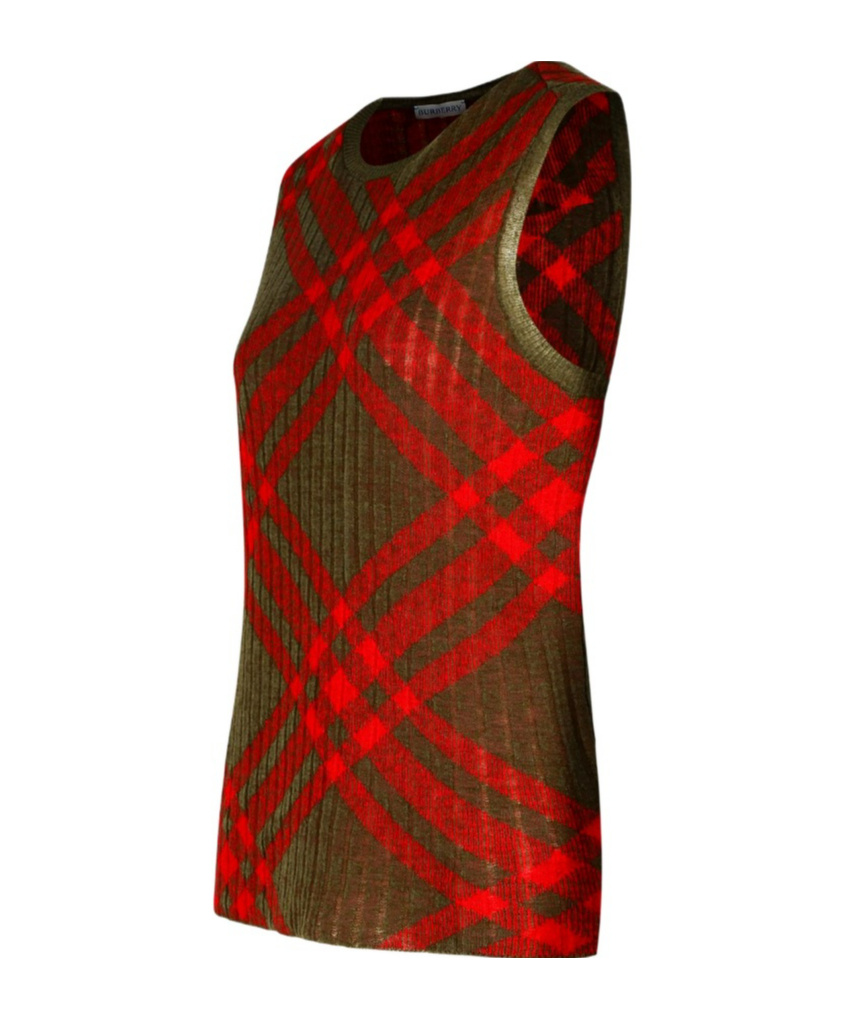 Burberry Wool And Mohair Checked Sweater In Red
