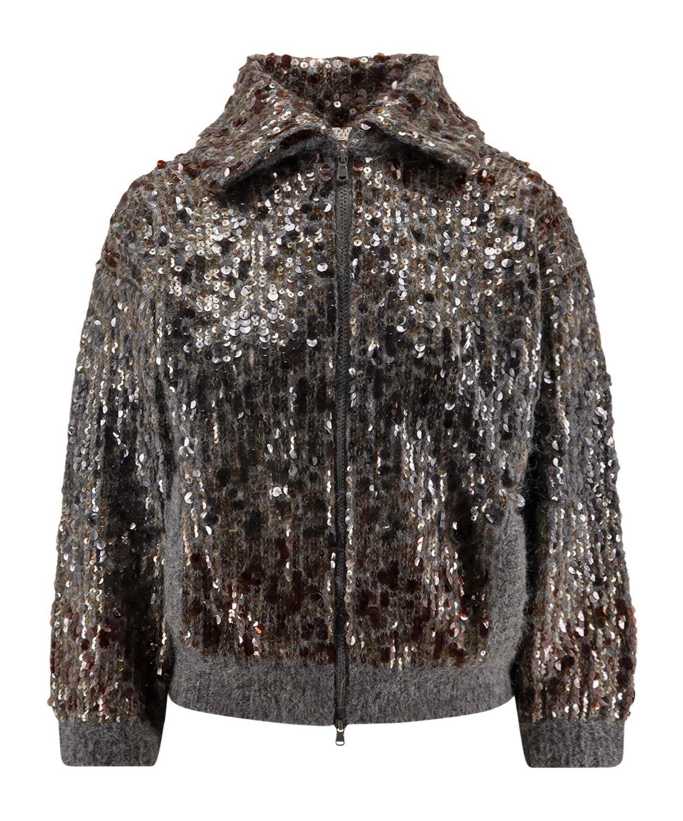 Brunello Cucinelli Embellished Crewneck Knitwear With Ribbed Accents