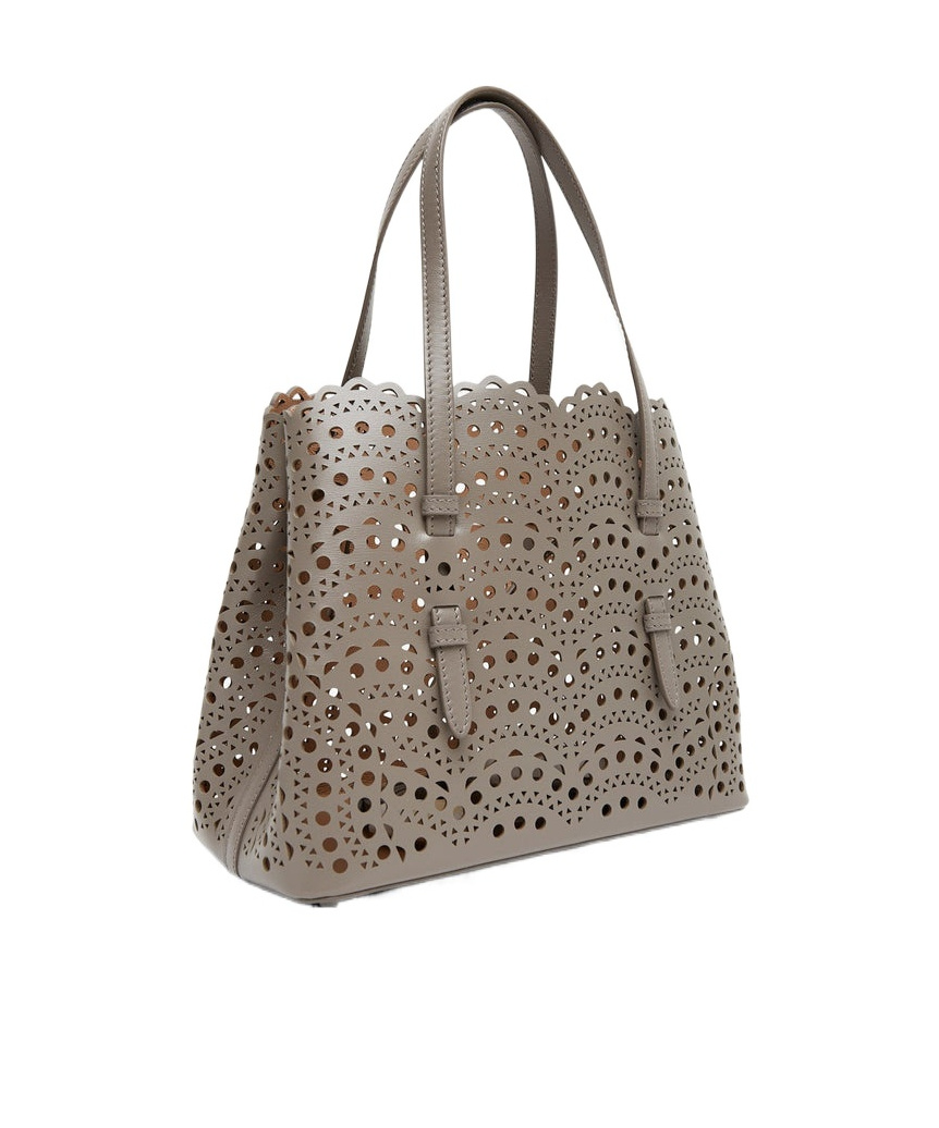 Alaïa Hollowed-out Design Shoulder Bag In Gray